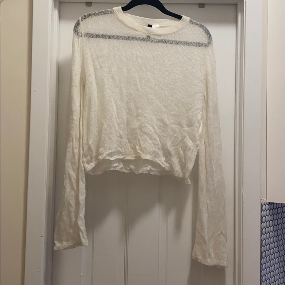 Crop bell sleeve sweater